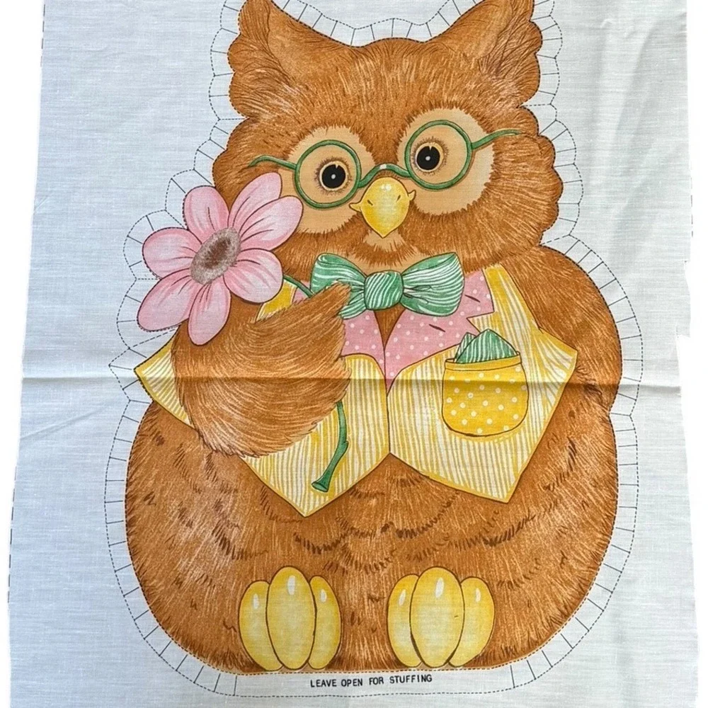 Vintage 70s‎ Owl Cut N Sew Pattern Pillow Amorphic Springs Mills #7636 Uncut